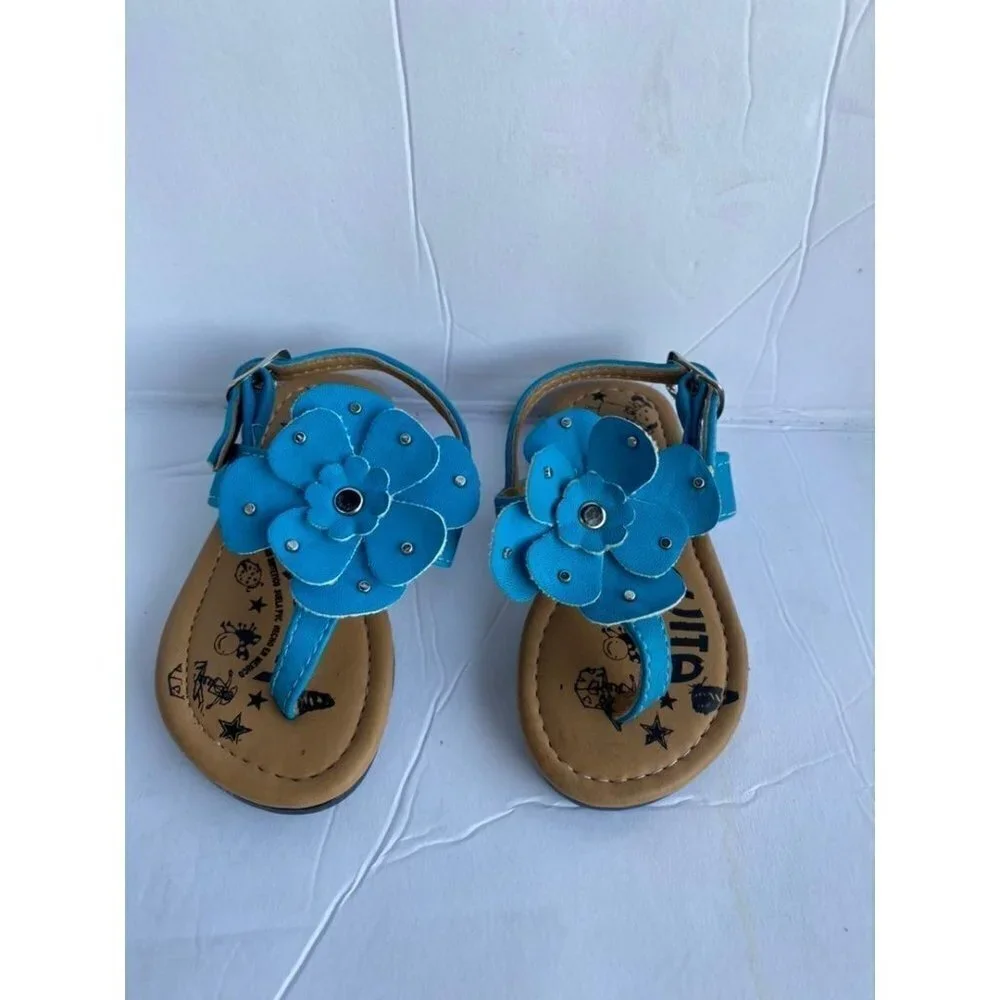 Muñequita Blue Leather Baby Sandals 4
